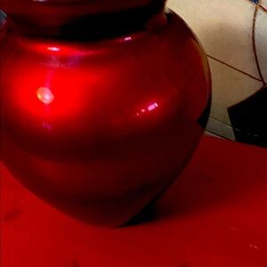 Glossy Red Glass Vase 9”